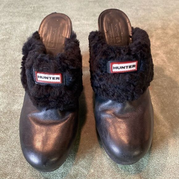 #514 HUNTER Sherpa Rubber Heeled Mules - Picture 8 of 12